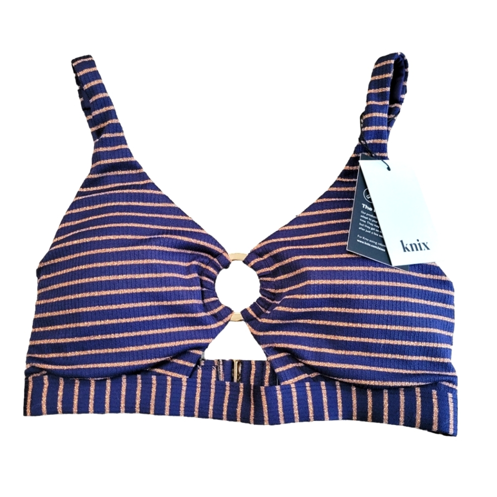 NWT Knix Blue Striped Bikini Top